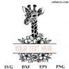 Floral Giraffe Personalized SVG DXF EPS PNG Cut Files