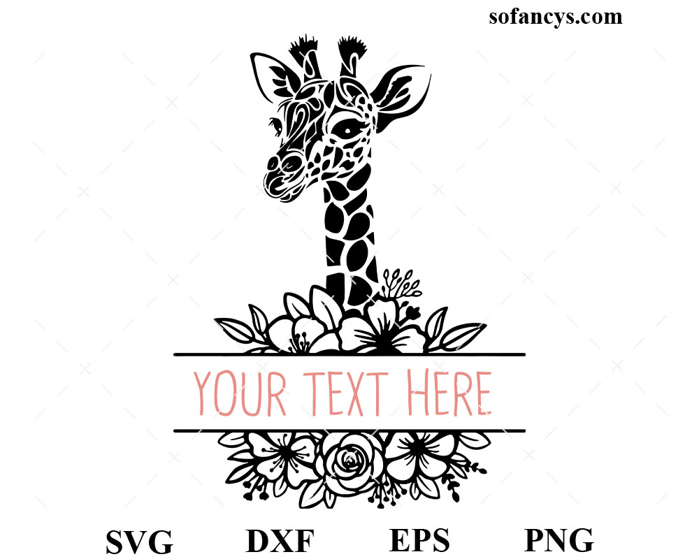 Floral Giraffe Personalized SVG DXF EPS PNG Cut Files