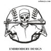 Baseball Skull Embroidery Design