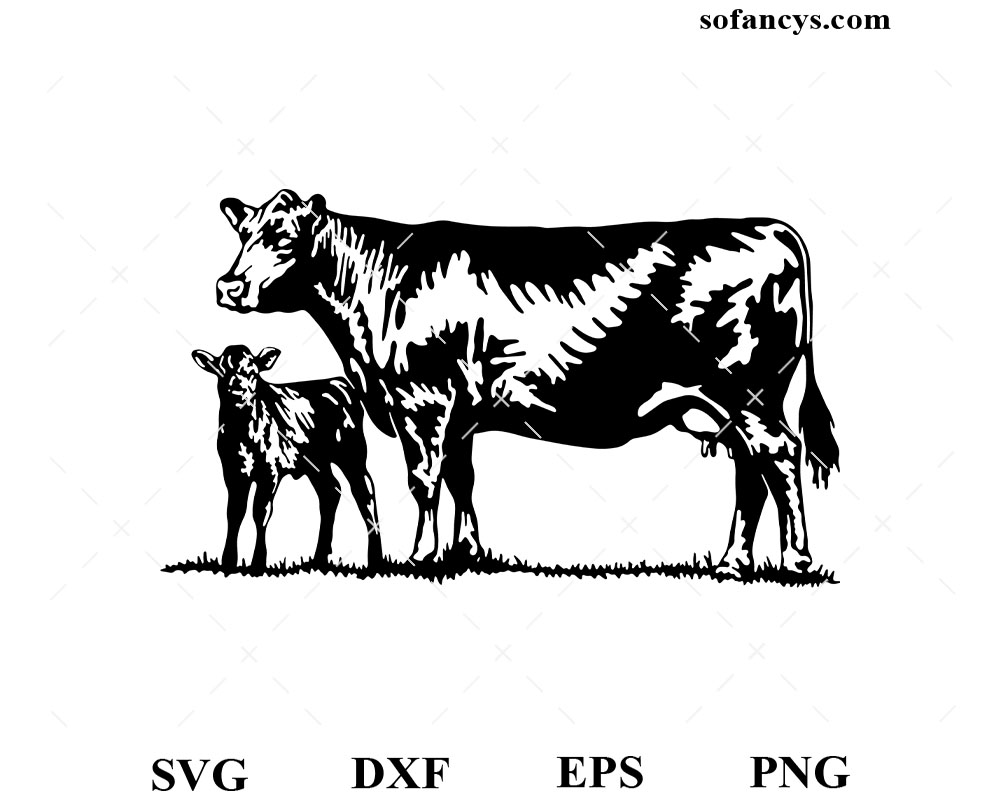 Cow and Calf SVG DXF EPS PNG Cut Files