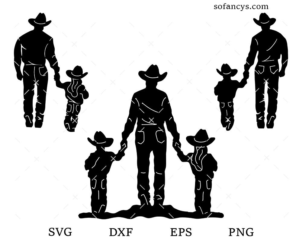Cowboy Dad And Son SVG
