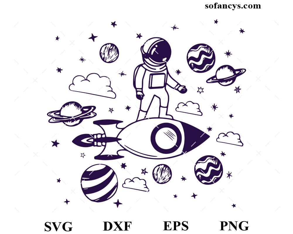 Cute Astronaut Space SVG DXF EPS PNG Cut Files