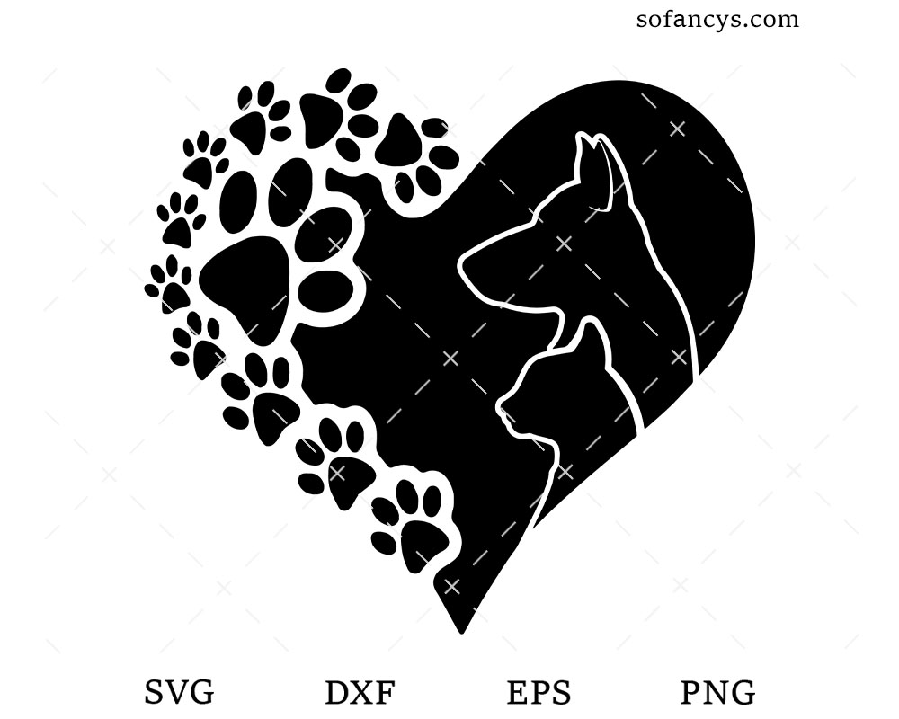 Dog Heart SVG DXF EPS PNG Cut Files