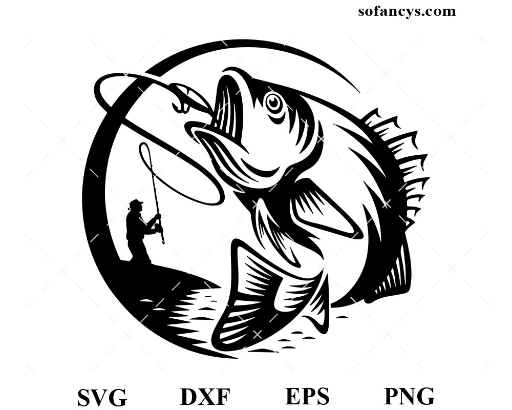 Fisherman Bass Fishing SVG DXF EPS PNG Cut Files