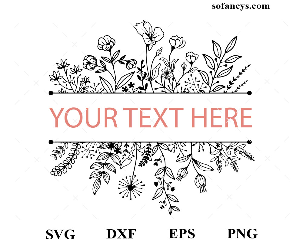 Floral Border Personalized SVG DXF EPS PNG Cut Files