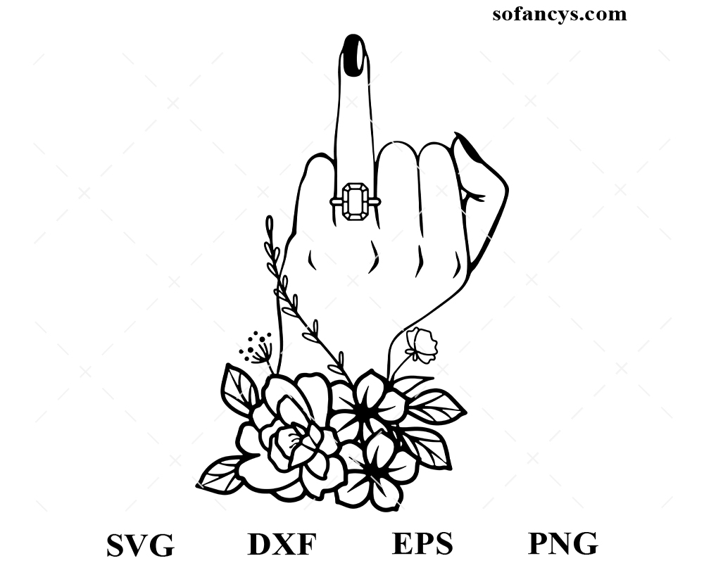 Floral Wedding Finger SVG DXF EPS PNG Cut Files