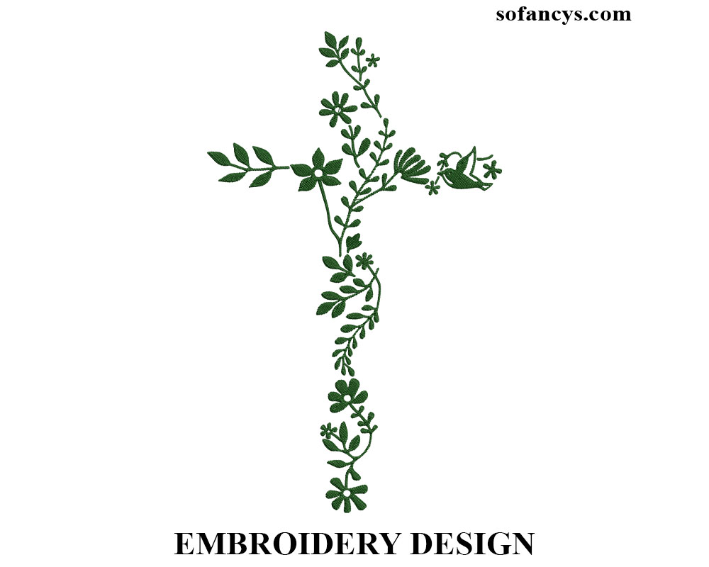 Flower Cross Embroidery Design