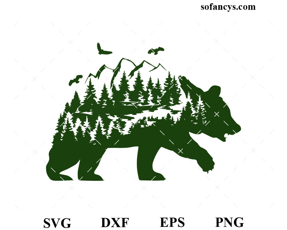 Forest Fantasy Bear SVG DXF EPS PNG Cut Files