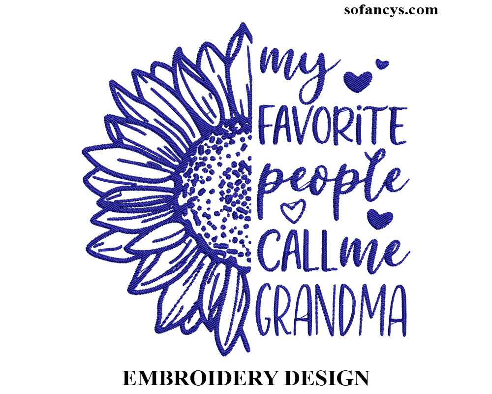 Grandma Sunflower Embroidery Design