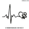 Heartbeat Lifeline Dog Embroidery Design
