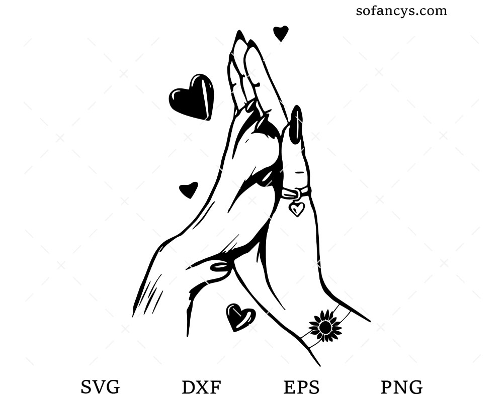 High Five With Dog SVG DXF EPS PNG Cut Files