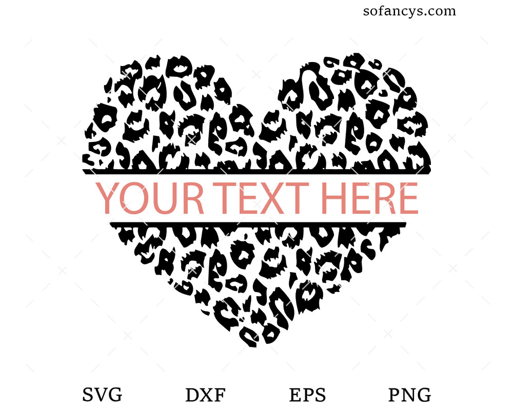 Leopard Heart Customize Name SVG DXF EPS PNG Cut Files