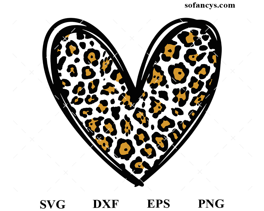 Leopard Heart Pattern SVG, Hand Drawn Heart SVG, Valentine's Day SVG
