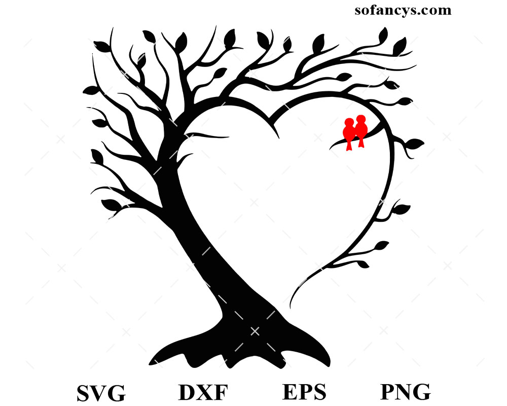 Love Heart Tree SVG DXF EPS PNG Cut Files