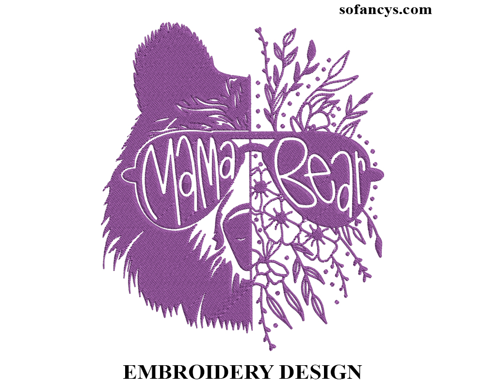 Mama Bear Embroidery Design