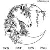 Moon Horse Flowers SVG
