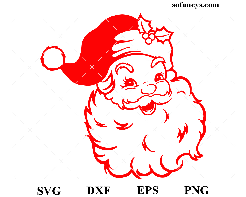 Santa Claus smiling SVG DXF EPS PNG Cut Files