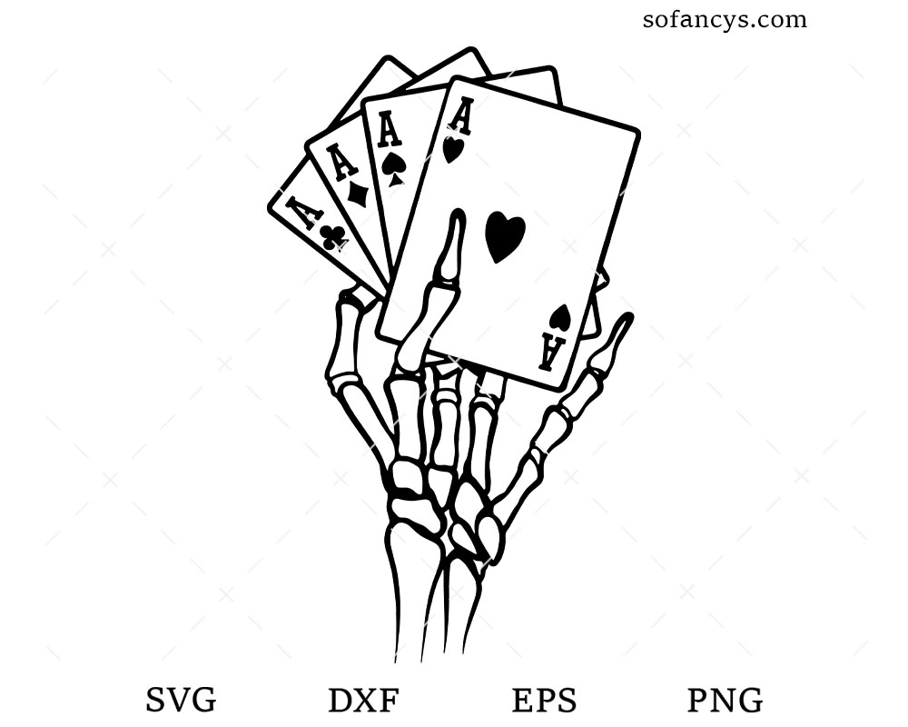 Skeleton Hand Cards Poker SVG DXF EPS PNG Cut Files