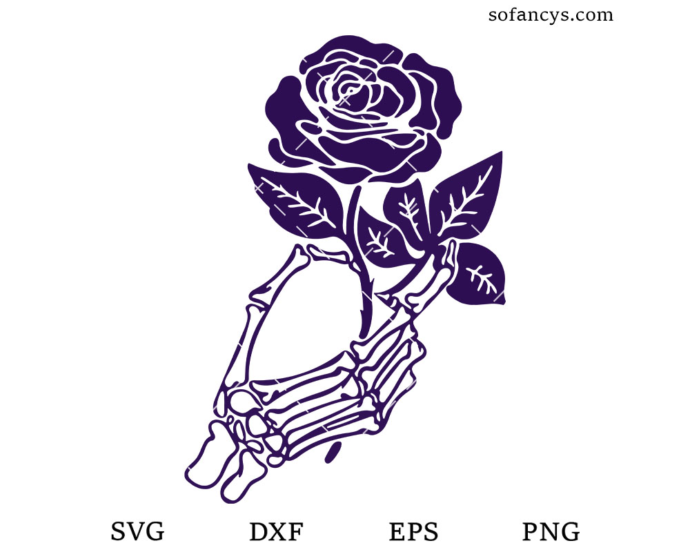 Skeleton Holding Rose SVG DXF EPS PNG Cut Files