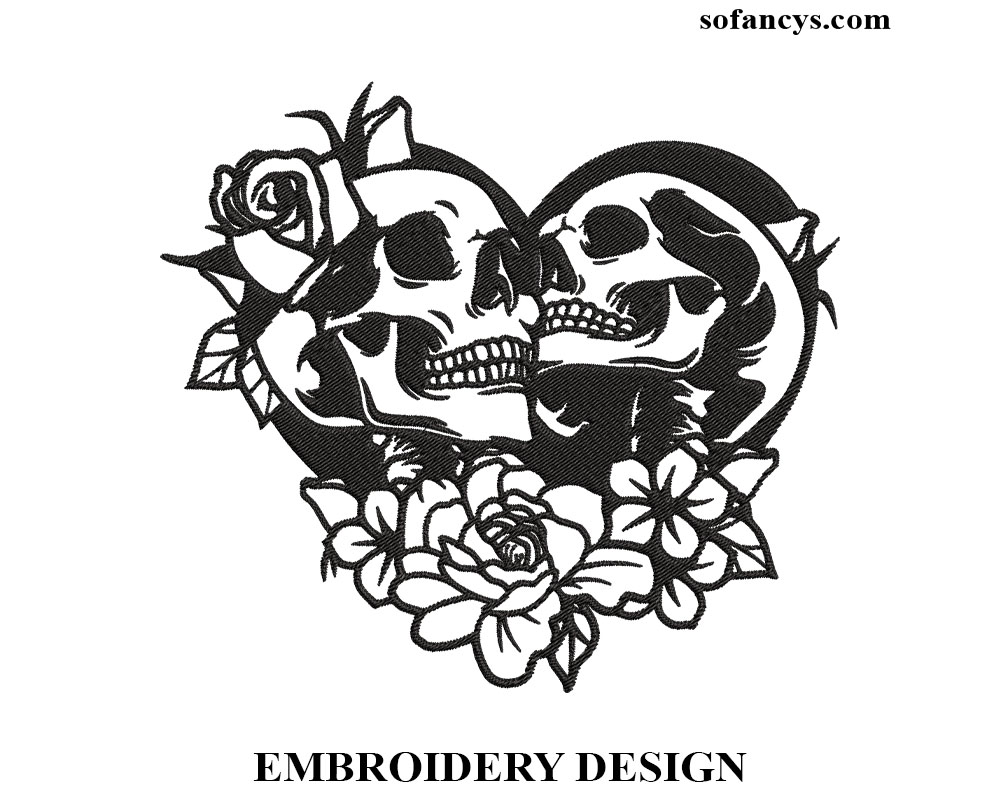 Skull Lovers Embroidery Design