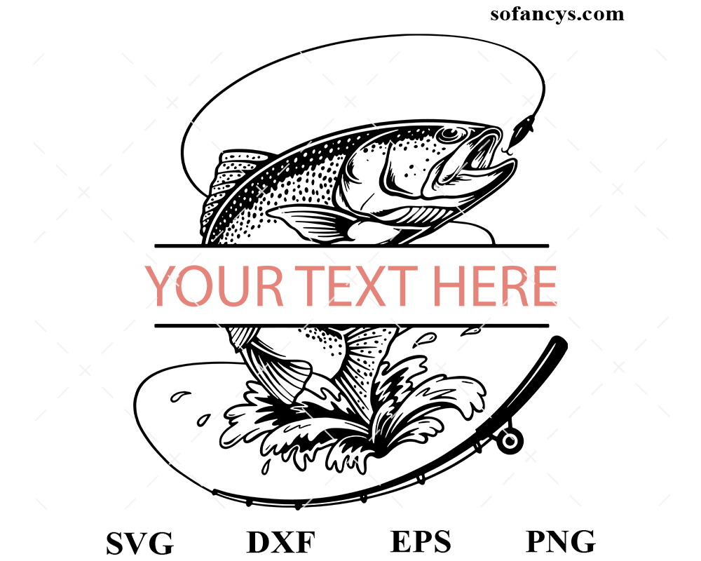 Trout Fishing Personalized SVG DXF EPS PNG Cut Files