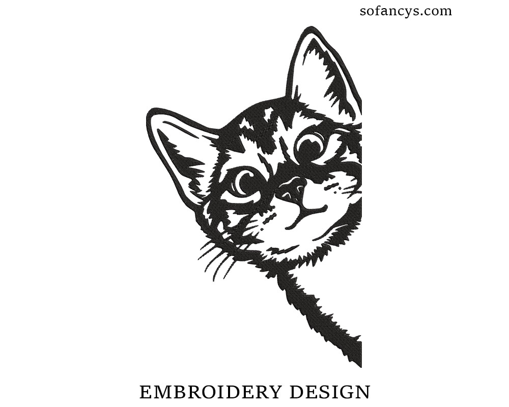 Cat Hiding Embroidery Design