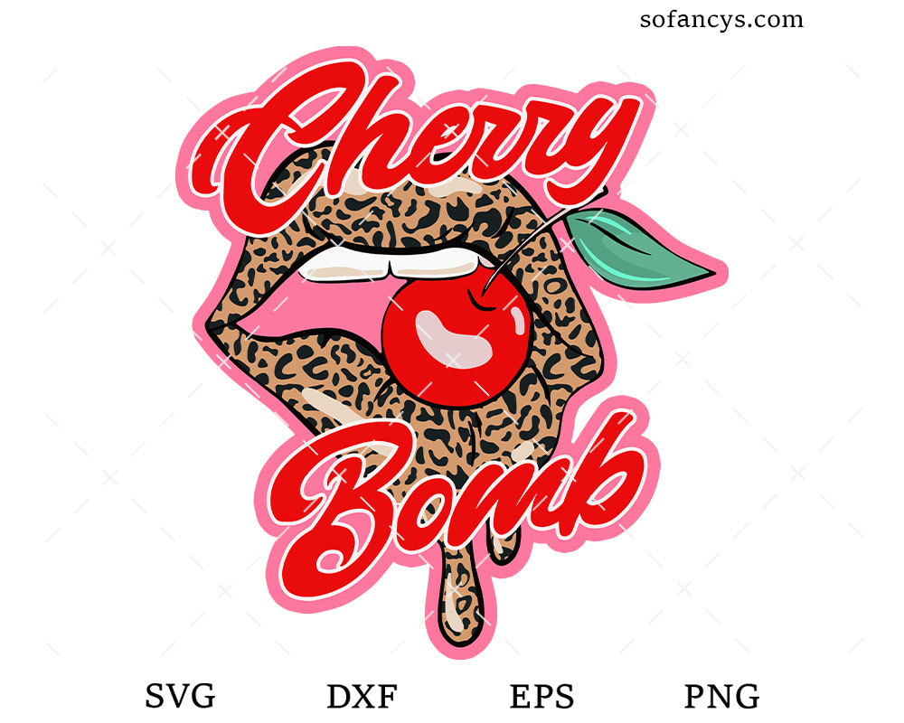 Cherry Bomb Cheetah Lips SVG