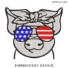 July 4th Pig Embroidery Design