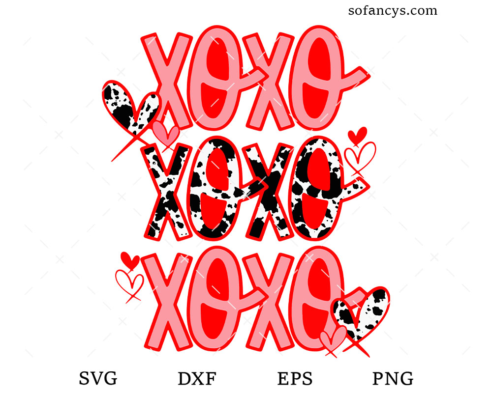 Xoxo Cowprint Valentine SVG
