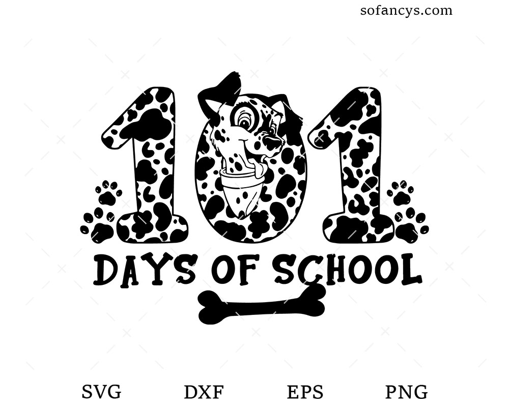 101 Days of School Dalmatian SVG DXF EPS PNG Cut Files