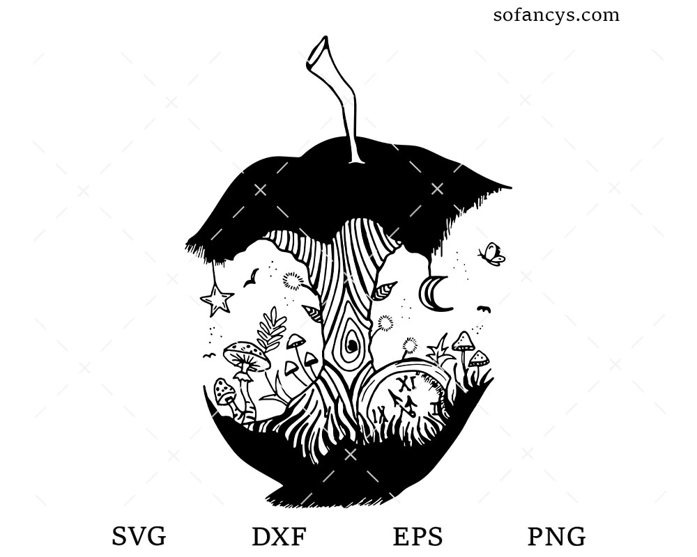 Apple Core Tree SVG DXF EPS PNG Cut Files
