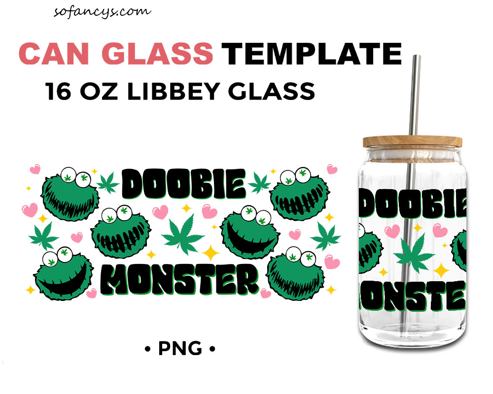 Doobie Monster 16oz Libbey Glass Can Wrap