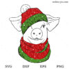 Pig In Winter Hat and Scarf SVG