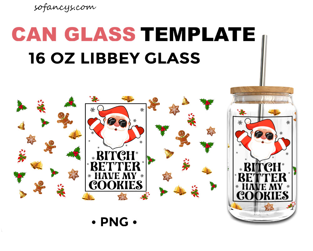 Santa Claus Funny Christmas 16oz Libbey Glass Can Wrap