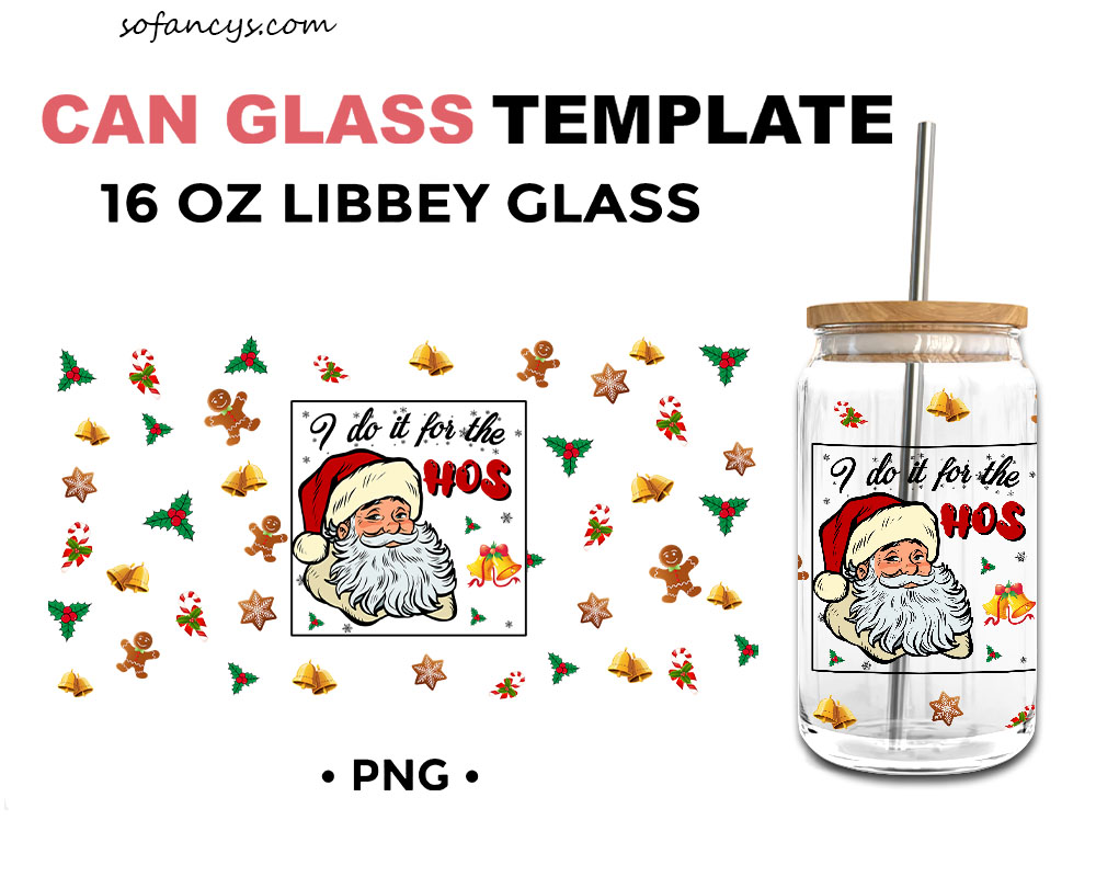Ho Ho Ho Santa Claus 16 oz Libbey Beer Can glass SVG, Digita