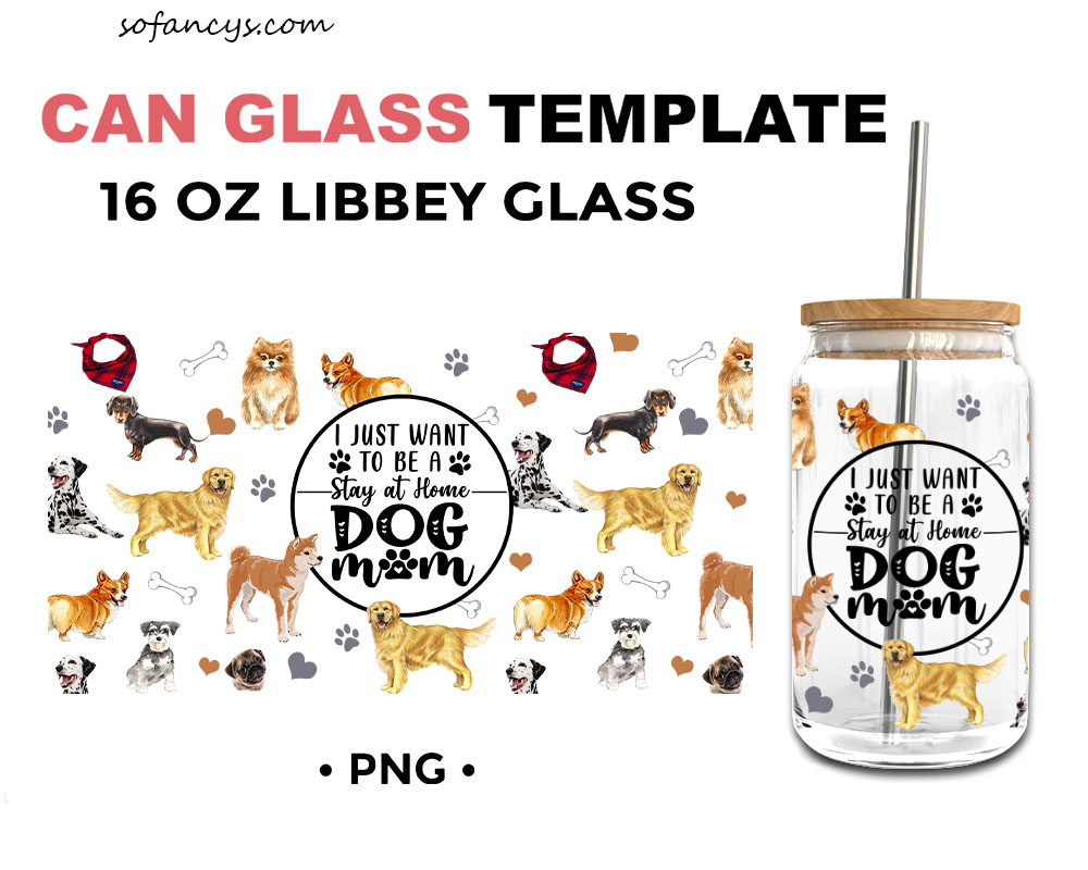 Dogs and Coffee Cups 16 oz Libbey Beer Glass Can Wrap - Drizy Studio