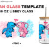Valentines Day Stitch with Angel 16oz Libbey Glass Can Wrap