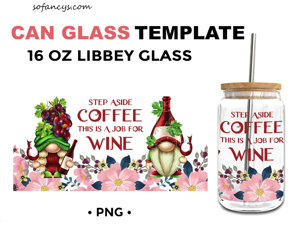 Wine Gnomes 16oz Libbey Glass Can Wrap