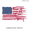 American Gun Flag Embroidery Design