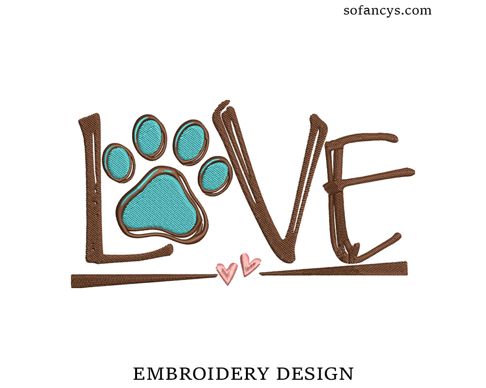 Dog Love Embroidery Design