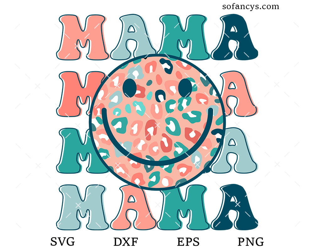 Leopard Mama Smiley Face SVG