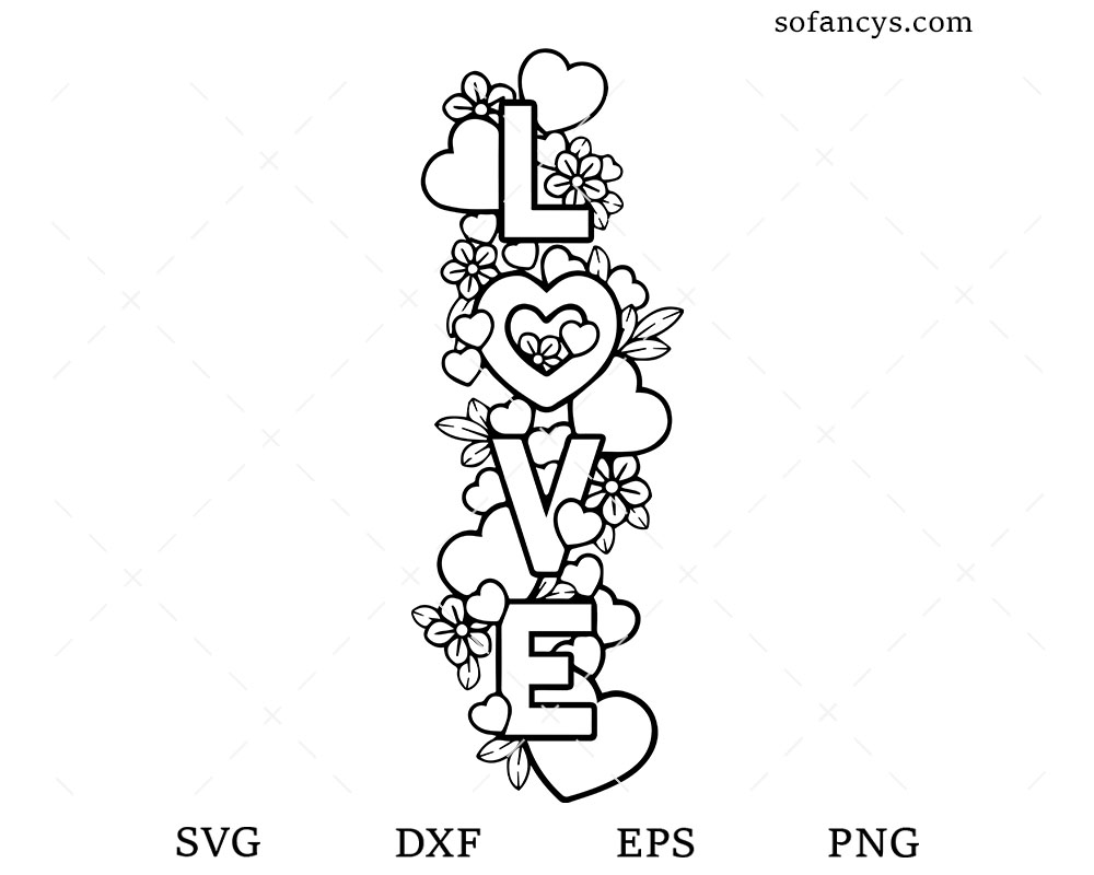 Line Style Floral Love SVG