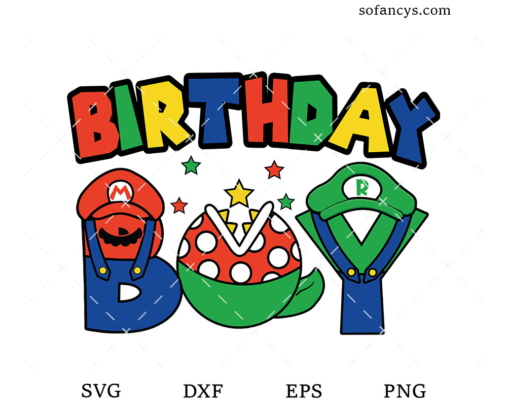 Mario Bros Birthday Boy SVG