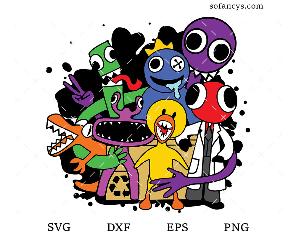 Rainbow Friends Characters PNG Digital Download Image Rainbow 