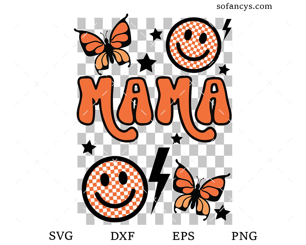 Retro Mama Smile Face SVG