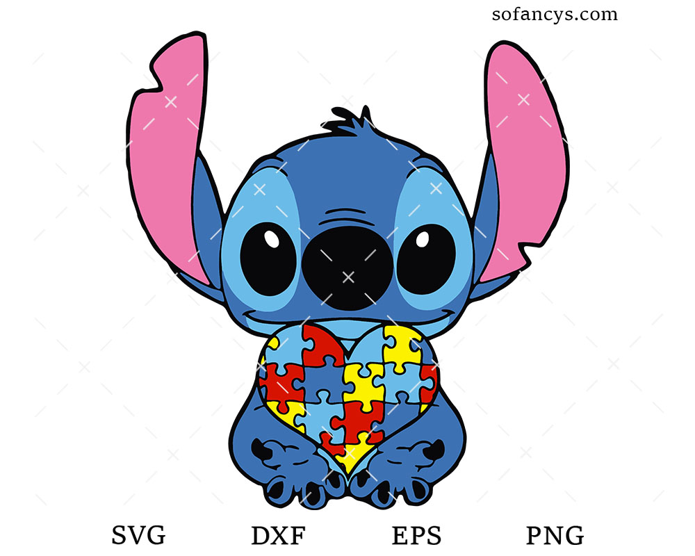 Stitch Autism Heart SVG